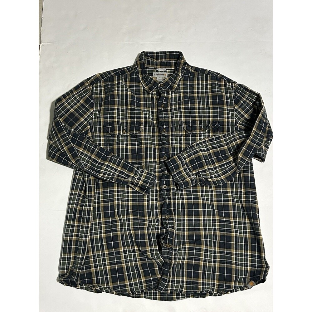 Carhartt Shirt Adult 2XL XXL Multicolor Plaid Relaxed Fit Button Down Men